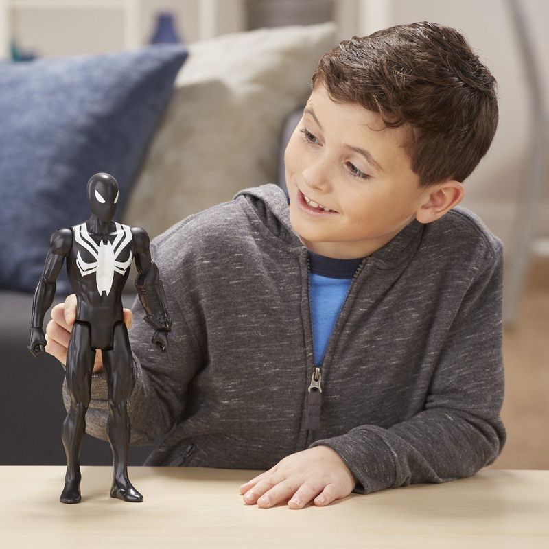 Boneco Homem Aranha Traje Preto Titan Hero Series 30 Cm Hasbro Superlegalbrinquedos Uma ótima ideia para festa infantil com o tema homem aranha são esses bonecos 3d! boneco homem aranha traje preto