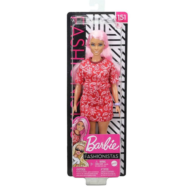 Boneca Barbie Fashionistas Plus Size Moderna Cabelo Rosa - Roupa Look  Fashion Vestido E Tênis - Doll Número 151 - Mattel no Shoptime