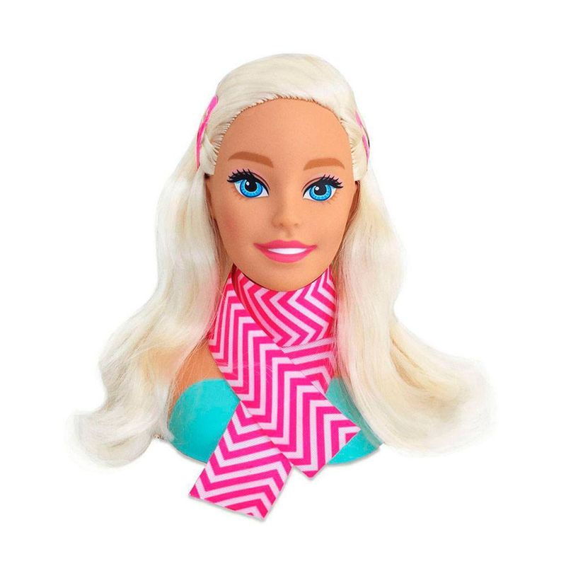 Boneca Barbie Maquiar e Pentear Busto 3 Acessorios - Pupee