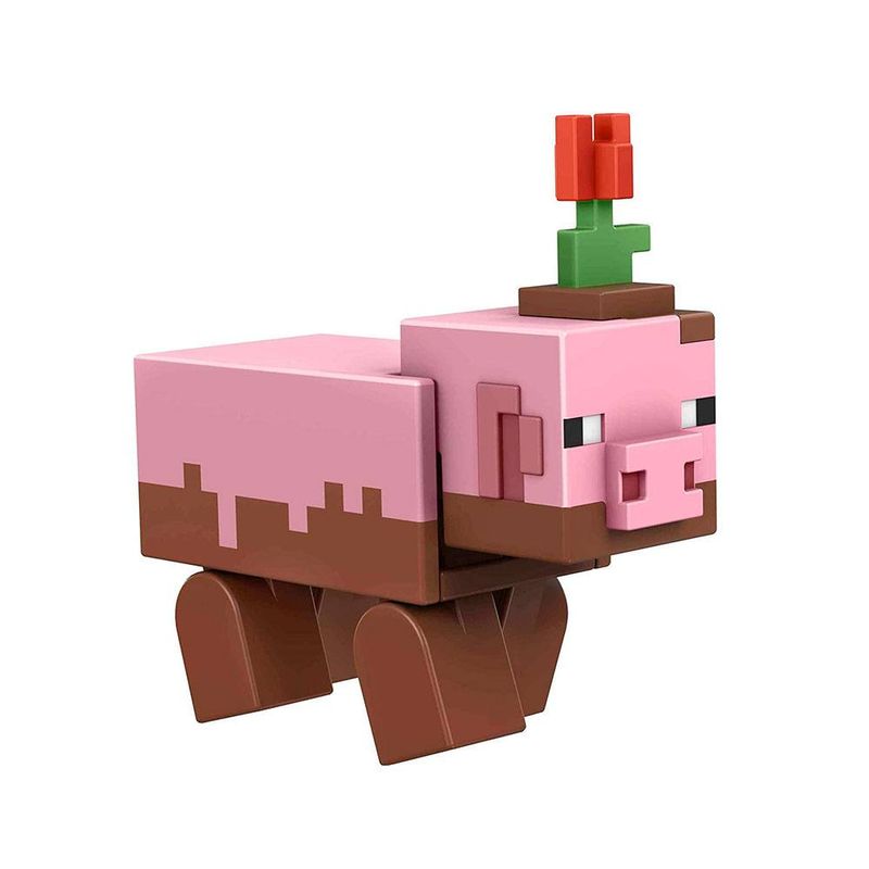 Boneco Minecraft Caves E Cliffs - Porco Com Acessórios