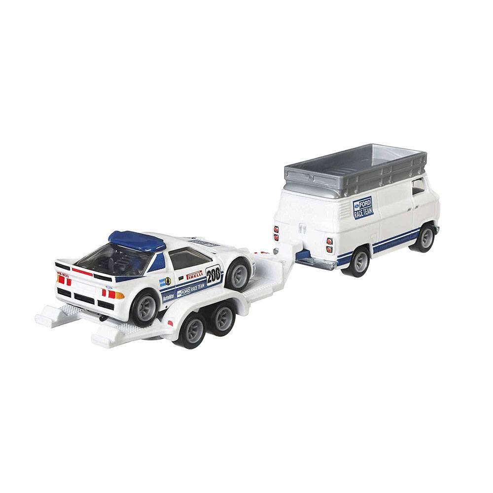 Conjunto De Veículos Hot Wheels Team Transport Ford Rs200 Rally Van Mattel 7356