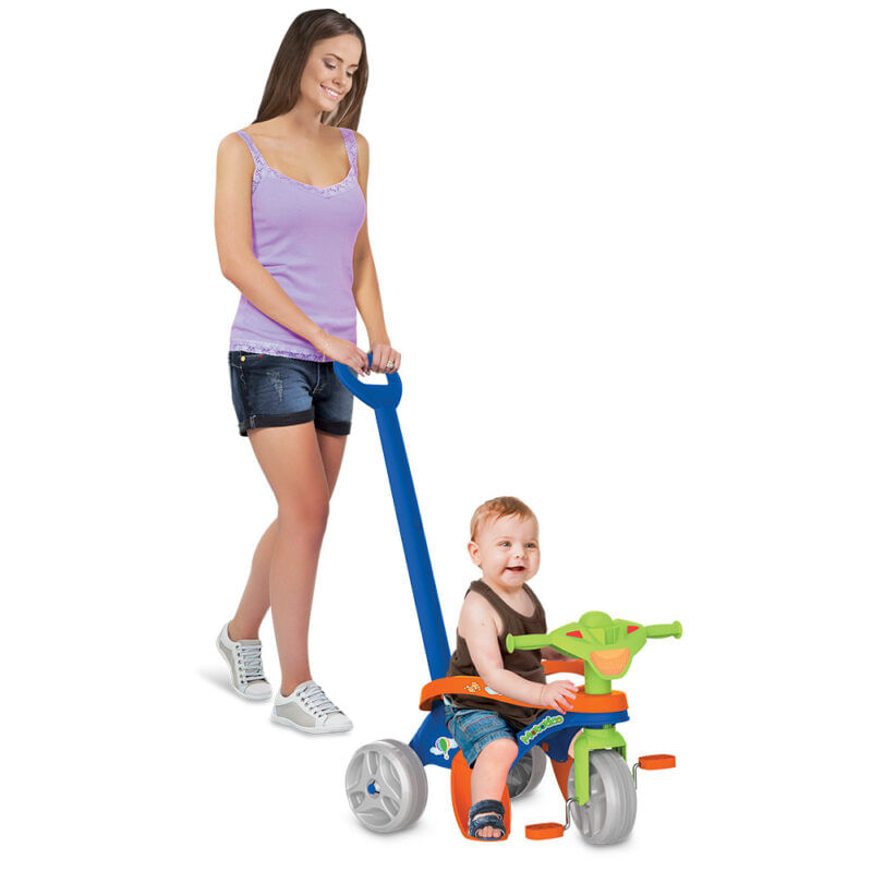 Triciclo infantil meninas mototico rosa 2 em 1 pedal E haste