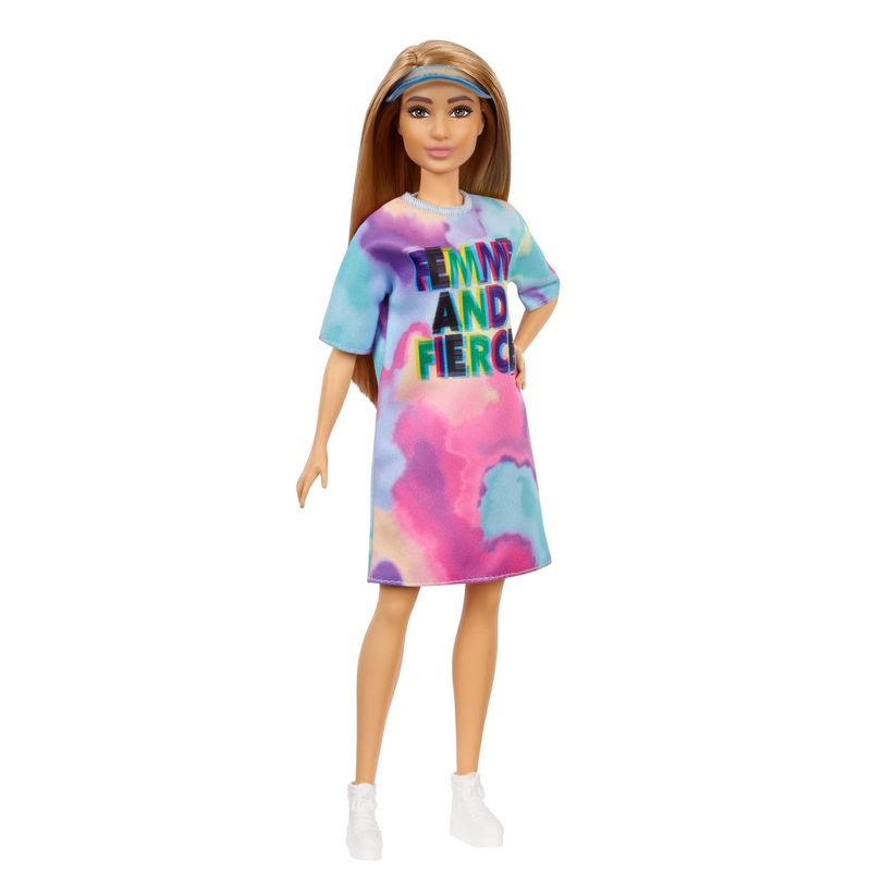 Boneca Barbie Fashionistas Menina Com Cabelo Castanho Claro - Roupa Fashion  Vestido Tie-dye Sapatos Brancos E Acessório Viseira - Número 159 - Mattel  Brinquedos no Shoptime