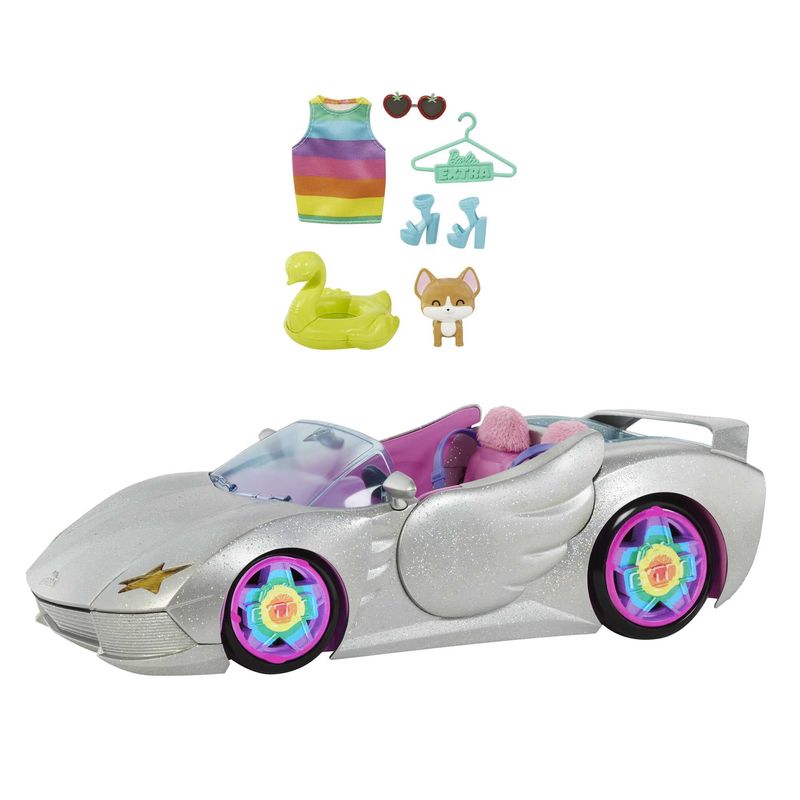 Barbie Extra - Carro Conversível - Prateado Brilhante - 16 cm