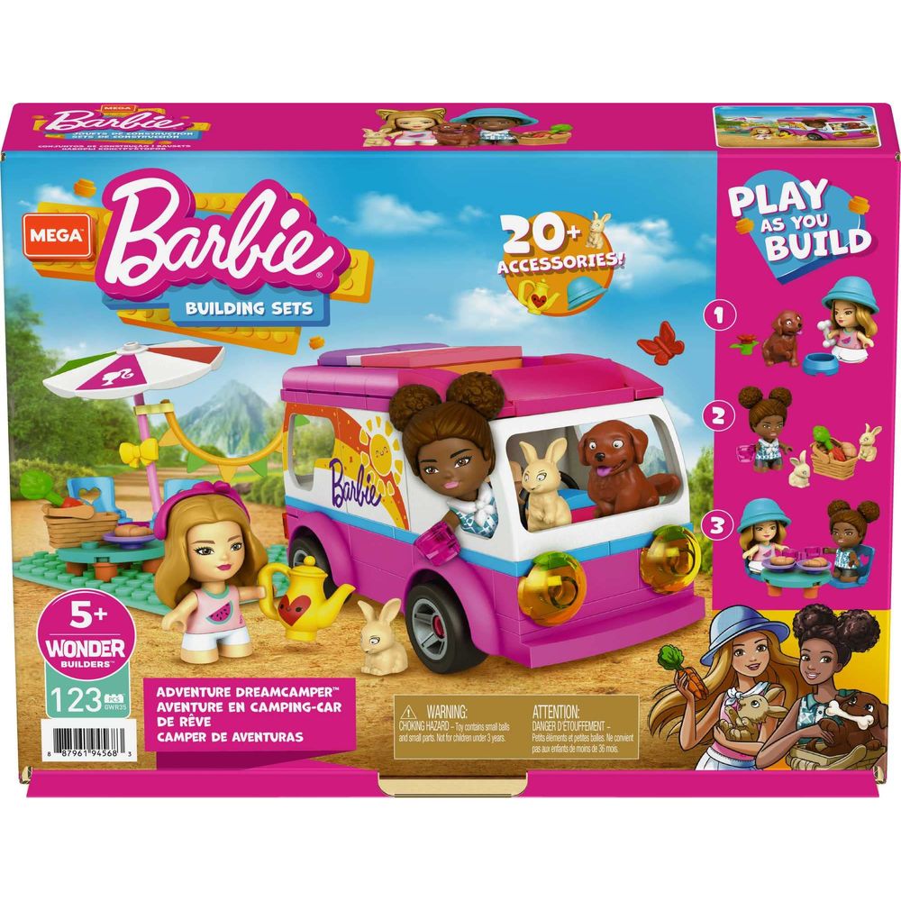 Blocos de Montar Mega Construx Barbie Building Sets Trailer de Aventuras Mattel