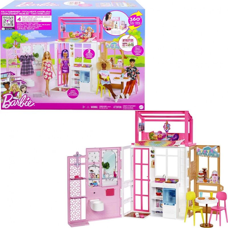 Playset Barbie com Boneca - Casa Mobiliada 360 Graus - Mattel