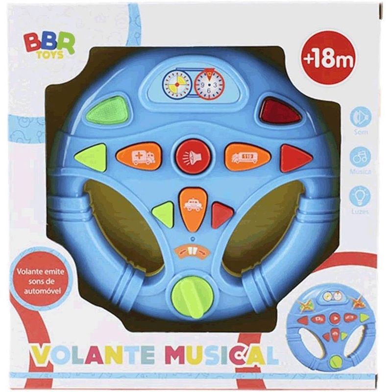 Volante de Brinquedo Infantil com Luzes Sons e Jogo do Carrinho no