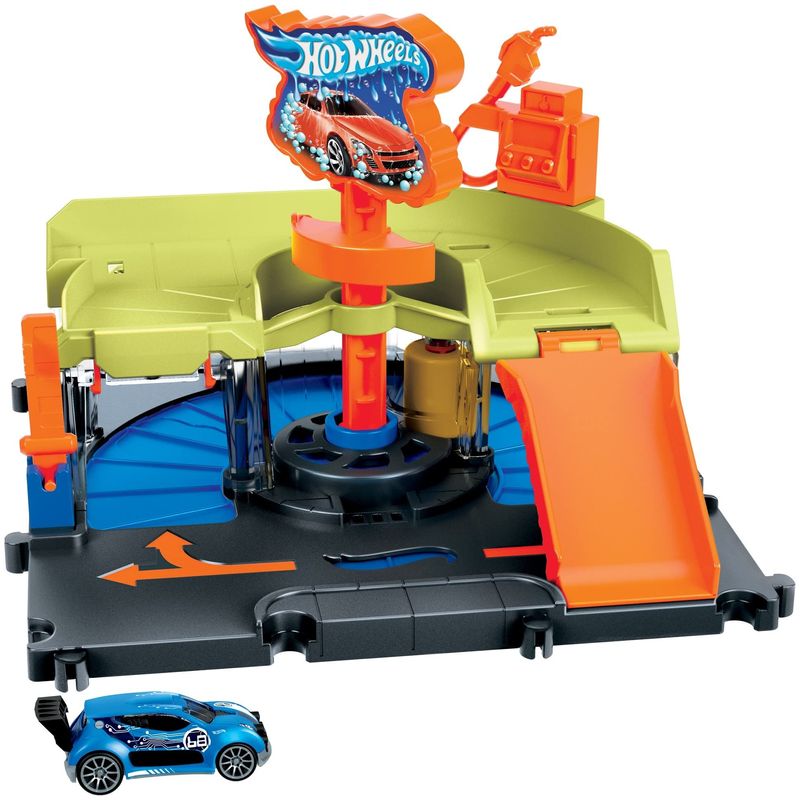 Pista-Hot-Wheels-com-Carrinho---City---Lava-Rapido-Express-no-Centro-da-Cidade-1