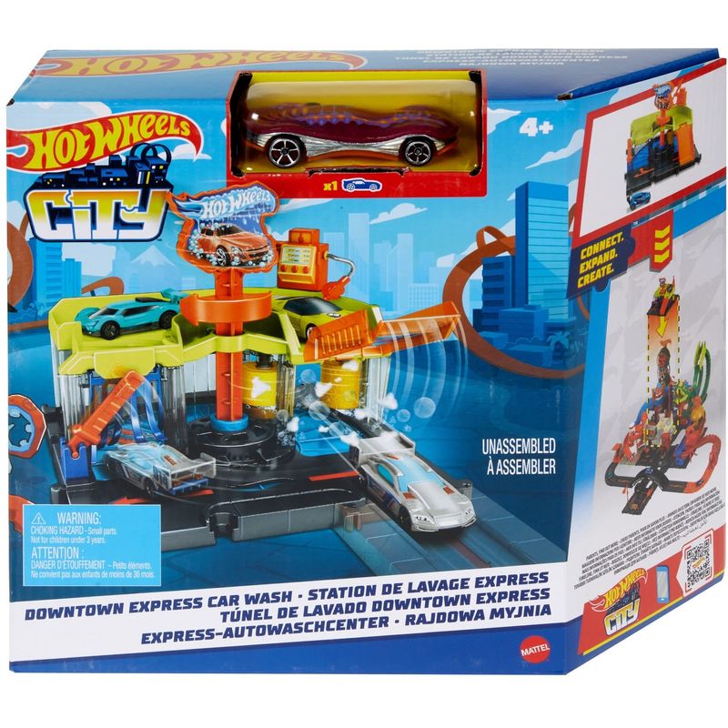 Pista Hot Wheels Grande Cidade Para Carrinhos + 3 Carrinhos