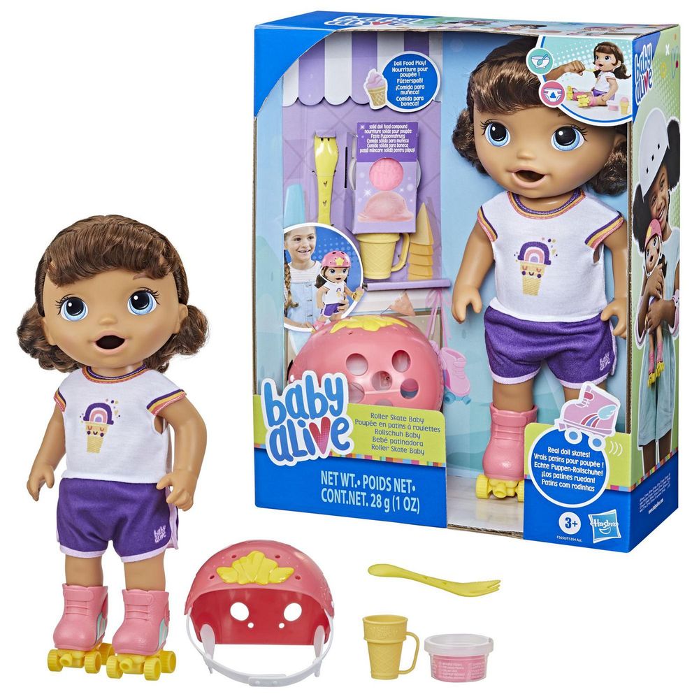 Boneca Baby Alive Roller Skate Baby Morena Hasbro