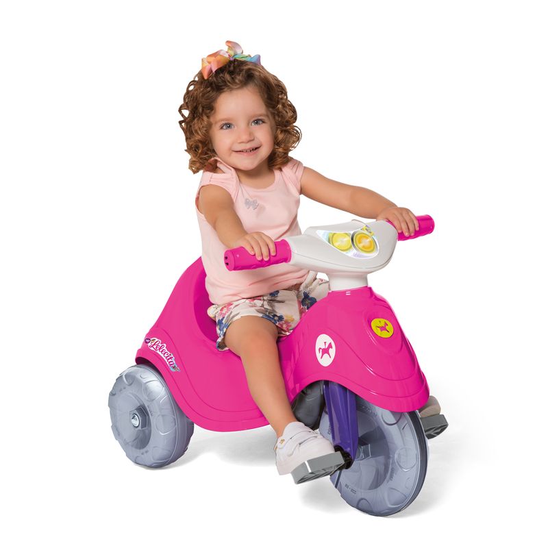 Triciclo Infantil Passeio e Pedal Velobaby com Empurrador Rosa