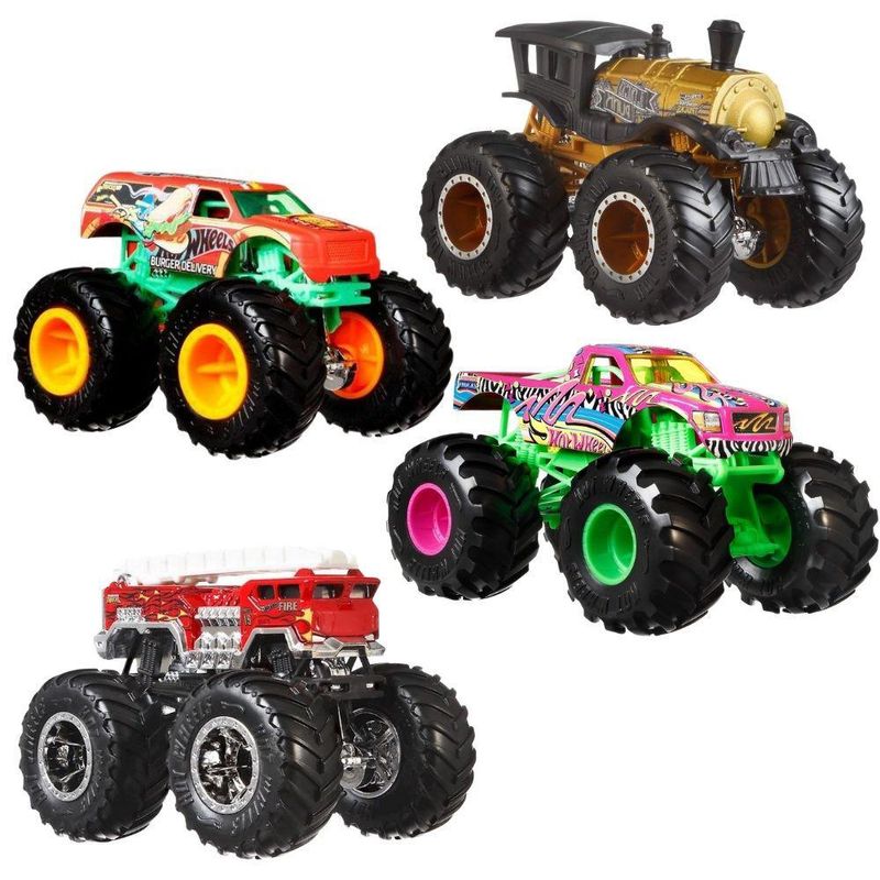 Conjunto com 5 Carrinhos Hot Wheels - Monster Trucks - Corvette