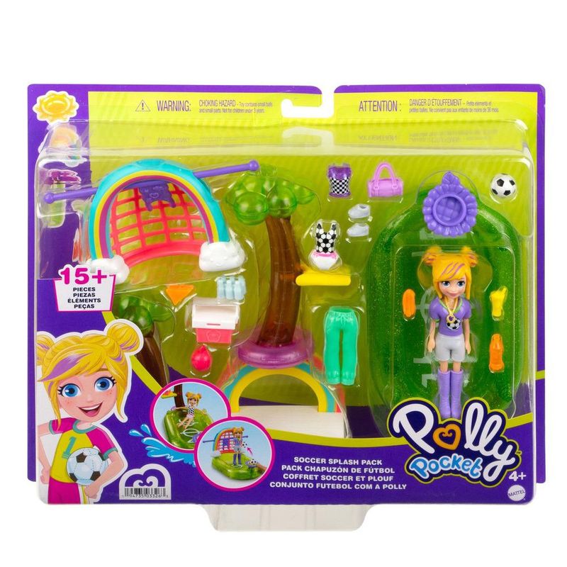 Polly Pocket Compact Playset, Soccer Squad with 2