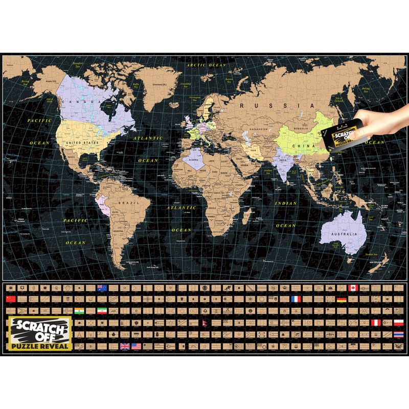 Quebra-Cabeça Mapa Mundi com 250 Peças 50x35cm