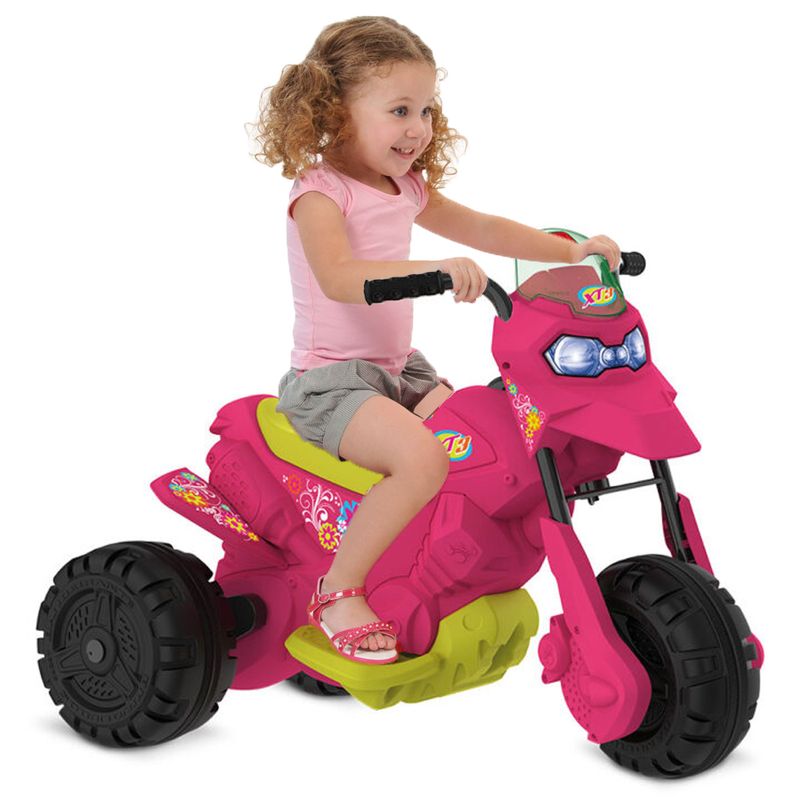 Triciclo Rosa Moto Elétrica Infantil Brinquedo Menina Xt3 6v