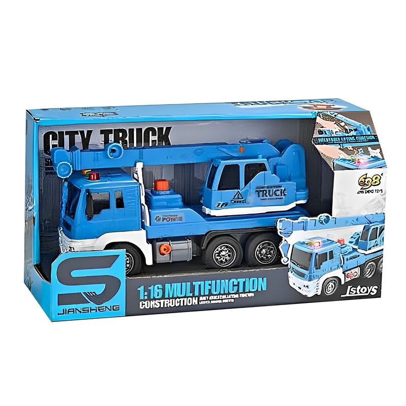 Caminhão Caçamba de Fricção com Luz e Som - Construção - City Truck - Azul  - 1:16 - Yes Toys - superlegalbrinquedos