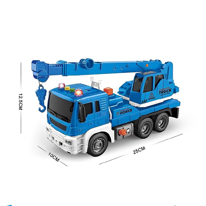 Caminhão Guindaste com Fricção - TruckCar Luz e Som - Azul - 25cm