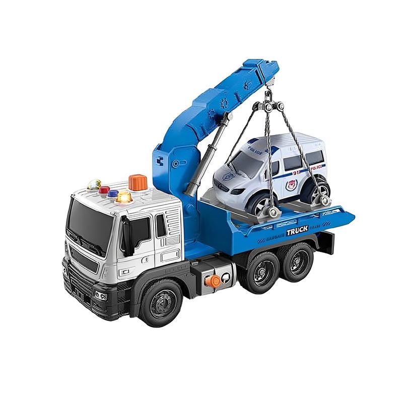 Caminhão Guincho Fricção com Veículo - TruckCar Luz e Som - Azul - 27cm -  1:16 - Yes Toys - superlegalbrinquedos