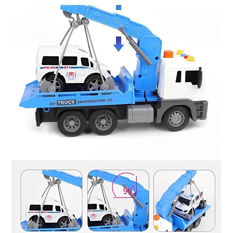 Caminhão Guindaste com Fricção - TruckCar Luz e Som - Azul - 25cm