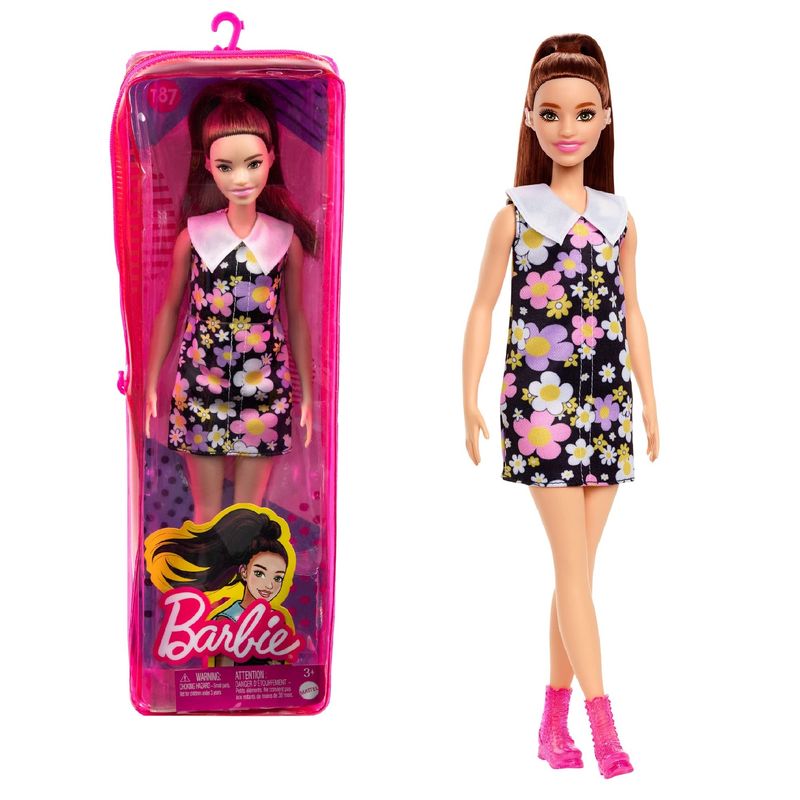 Boneca Barbie Fashionista com Estojo - Vestido Florido - Com Aparelho  Auditivo- 187 - Mattel - superlegalbrinquedos