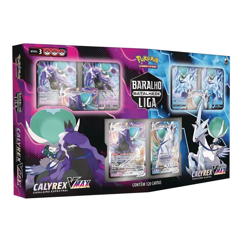 Box de Cartas Pokémon - Calyrex Vmax - Batalha de Liga Pokémon - Copag -  superlegalbrinquedos