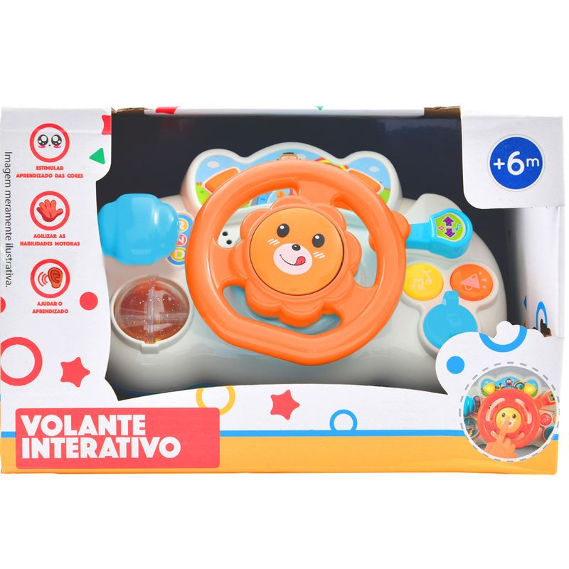 Volante de Brinquedo Infantil com Luzes Sons e Jogo do Carrinho no