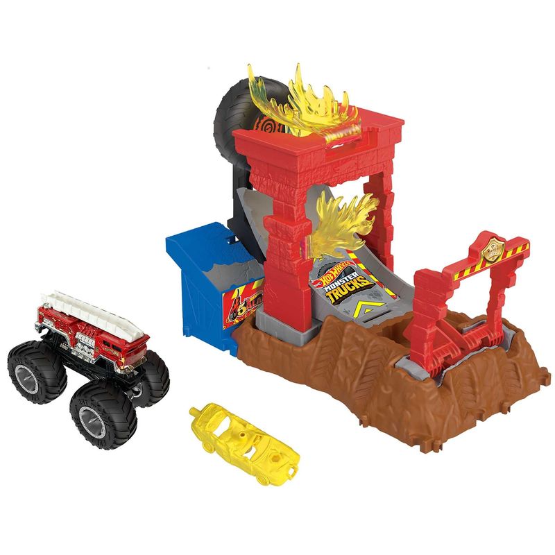 Distribuidora Semaan - Esses Mini Monster Trucks da Hot Wheels podem ser  pequenos, mas o estrondo e a batida são épicos! Cada lançador que acompanha  o Monster Truck Mini ativa a velocidade