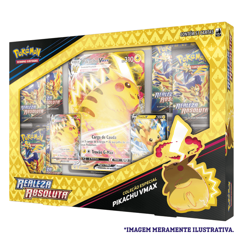 Box de Cartas Pokémon - Pikachu Vmax - Realeza Absoluta - Coleção