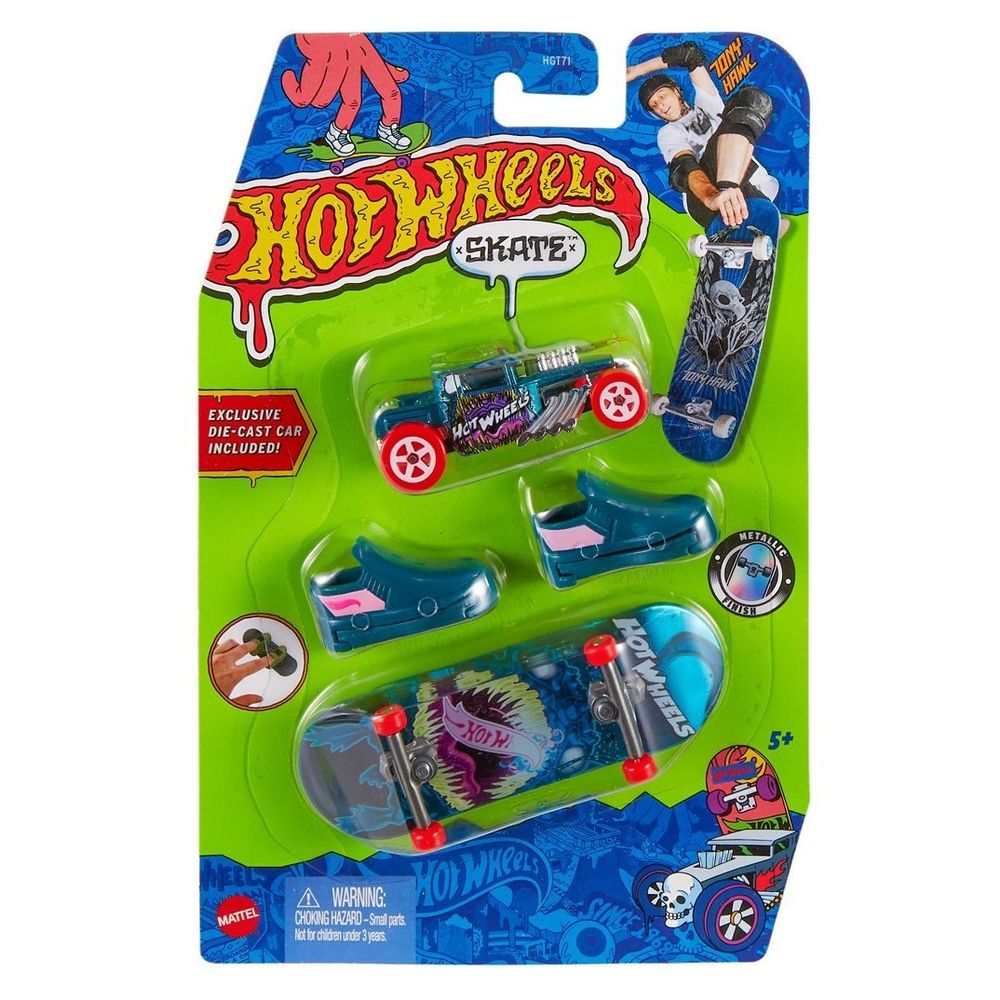 Skate de Dedo com Carrinho Hot Wheels Bone Shaker Tony Hawk