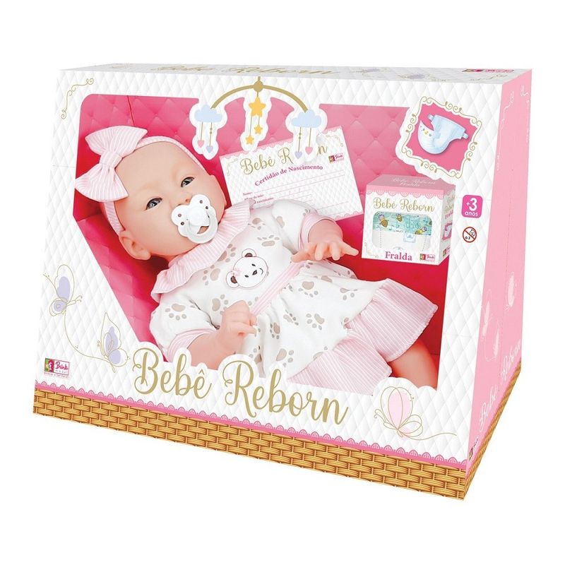 Boneca Bebê Reborn - Menina - Rosa - 39 cm - Brink Model -  superlegalbrinquedos