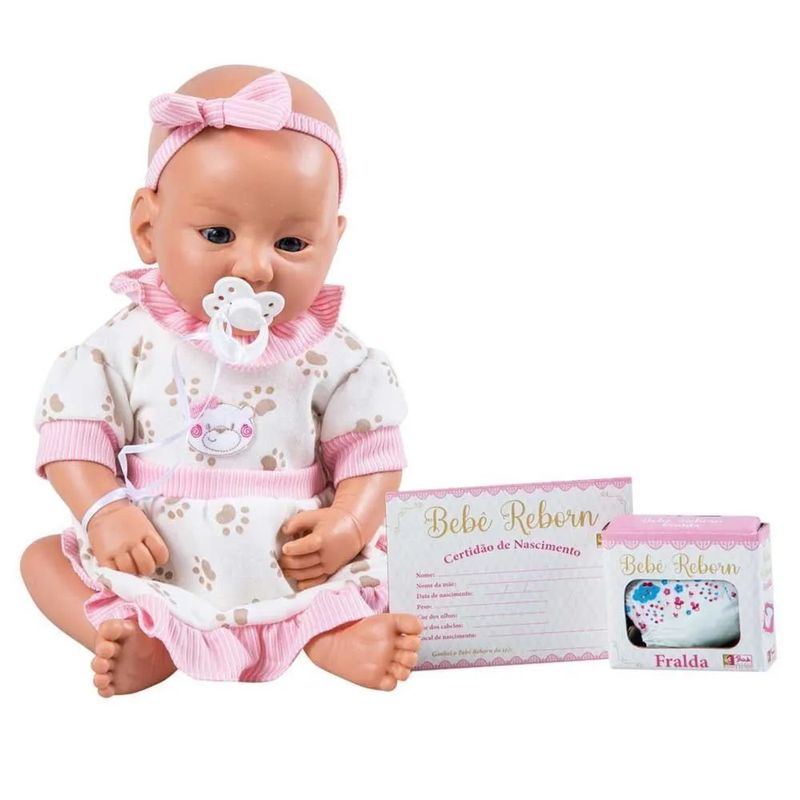 Boneca Bebê Reborn - Menina - Rosa - 39 cm - Brink Model -  superlegalbrinquedos