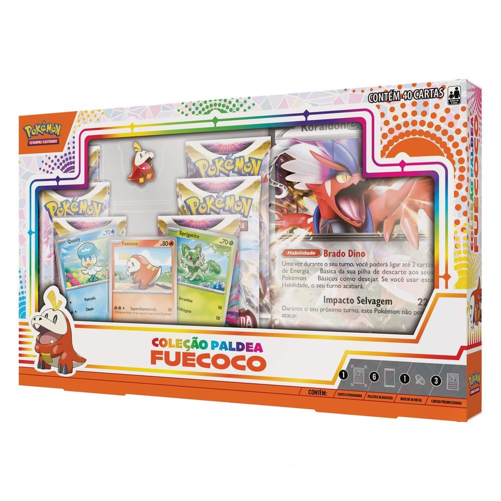 Box De Cartas Pokémon   Fuecoco   Coleção Paldea   Copag