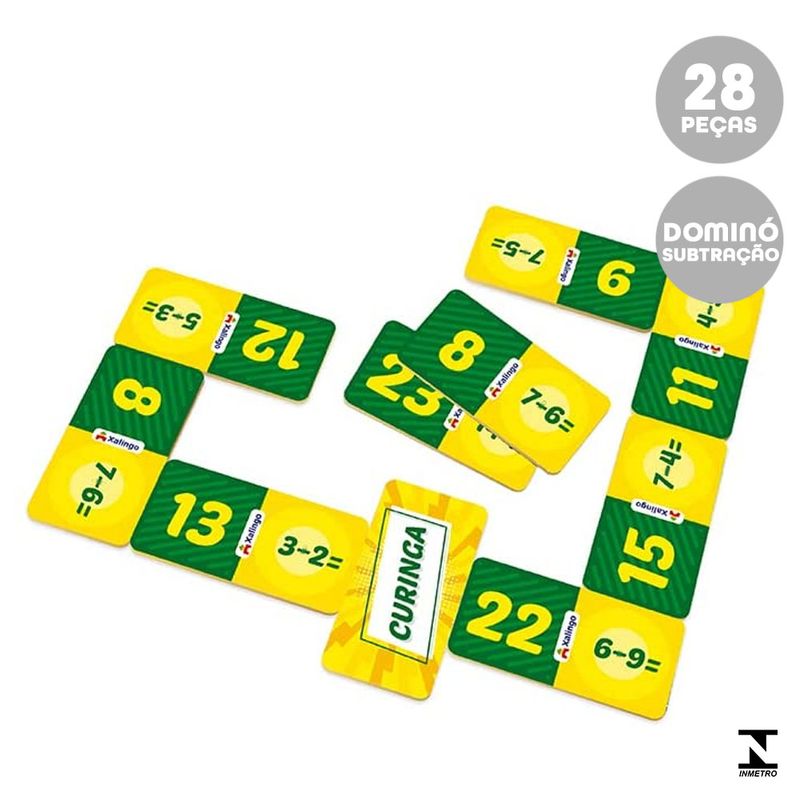 Jogo Dominó - Subtração - 28 peças - Xalingo - superlegalbrinquedos