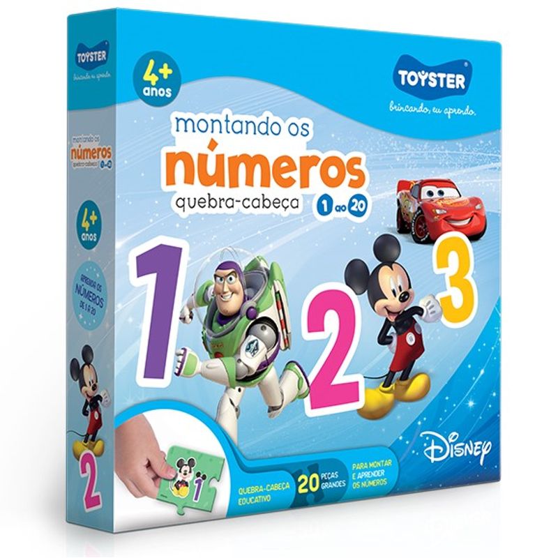 Quebra-Cabeça Educativo - Montando os Números - Disney - 20 Peças - Toyster  - superlegalbrinquedos