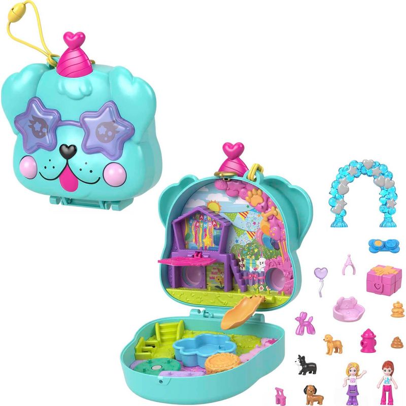 Playset-Polly-Pocket-com-Mini-Bonecas----Aniversario-Cachorrinho---Estojo---Mattel-1