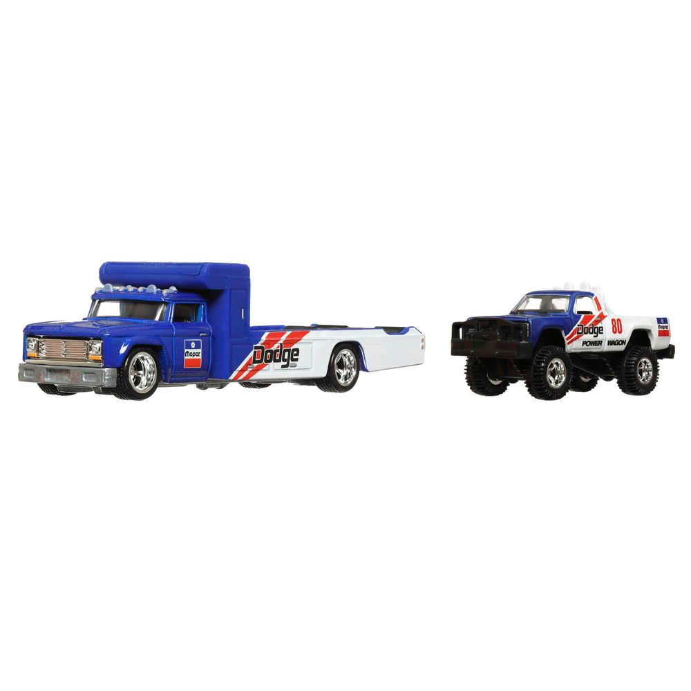 Conjunto De Veículos Hot Wheels 80 Dodge Macho Power Wagon E Retro Rig Team Transport 164 7068