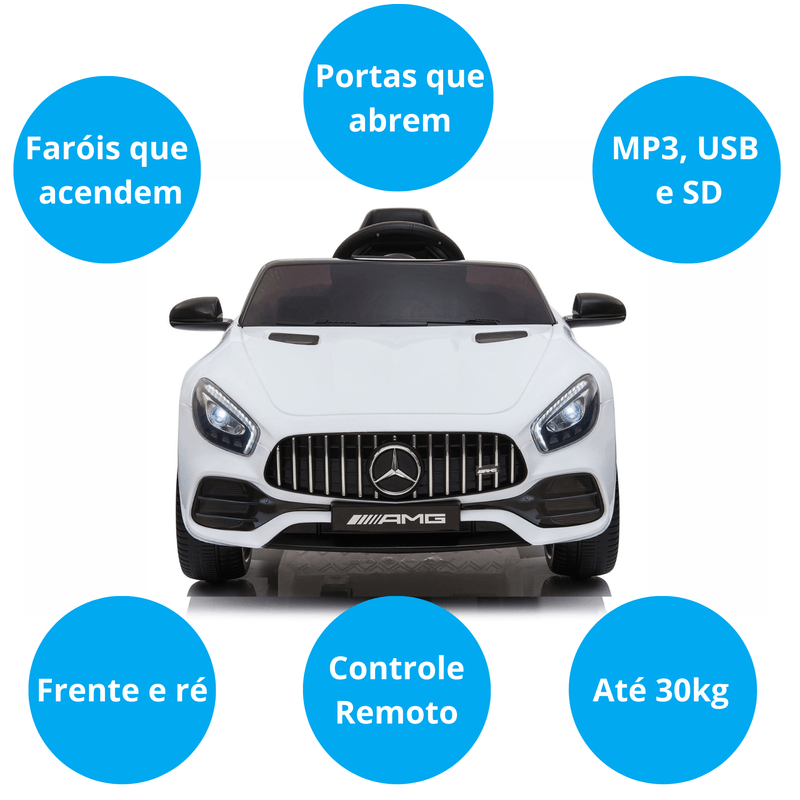 Carro Elétrico Infantil Mercedes Bens 6V Com Controle Remoto Preto