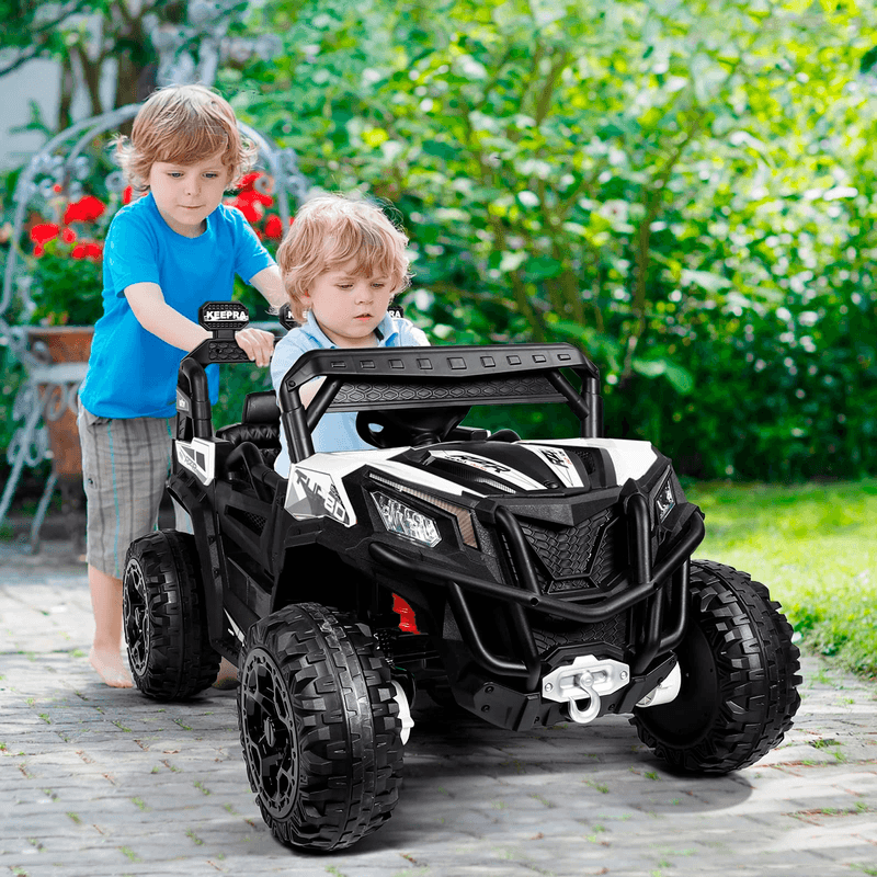 Kids off top road jeep