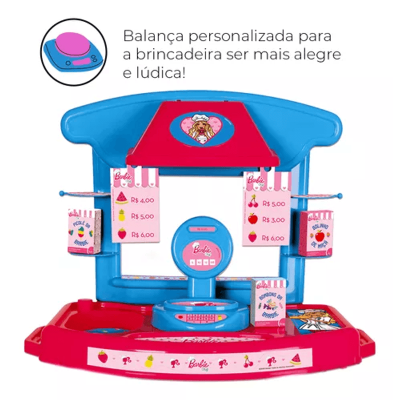 Kit Brinquedo Infantil Mercadinho Carrinho De Compras Barbie Chef