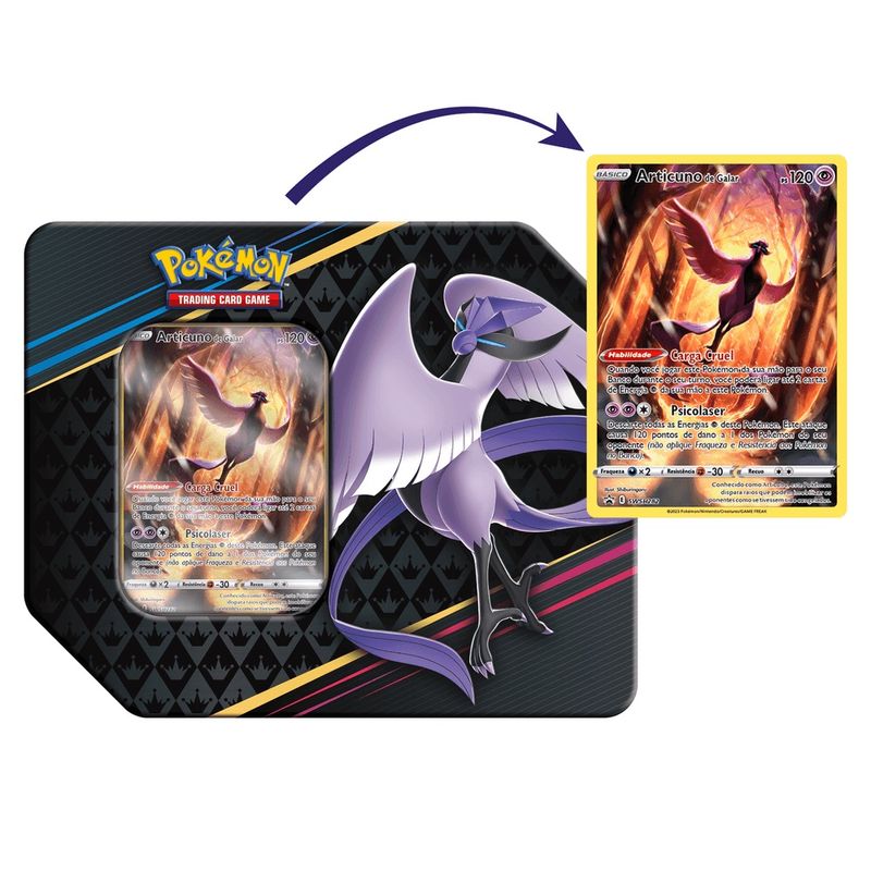 Lata Pokémon TCG - Articuno de Galar - Realeza Absoluta - Copag -  superlegalbrinquedos