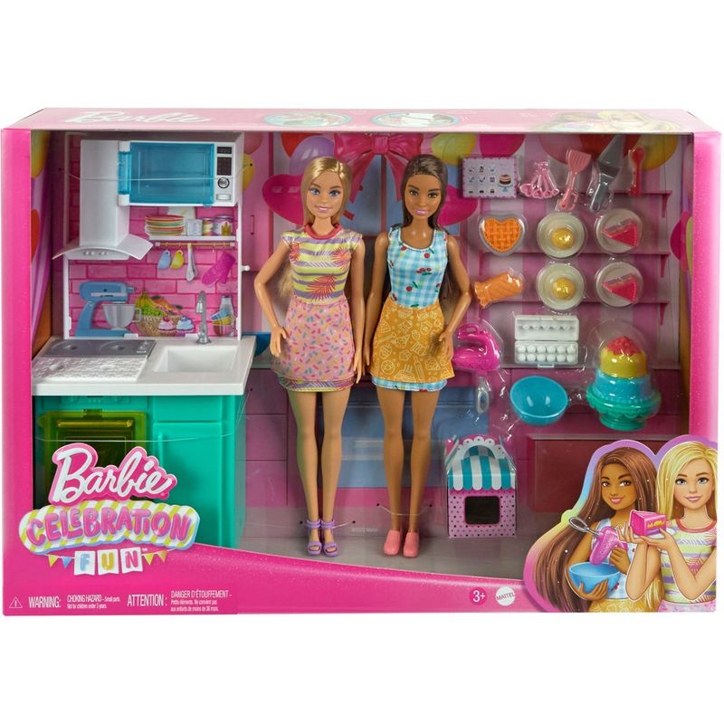Playset Barbie com 2 Bonecas - Festa do Bolo de Aniversário - Celebration  Fun - Mattel - superlegalbrinquedos