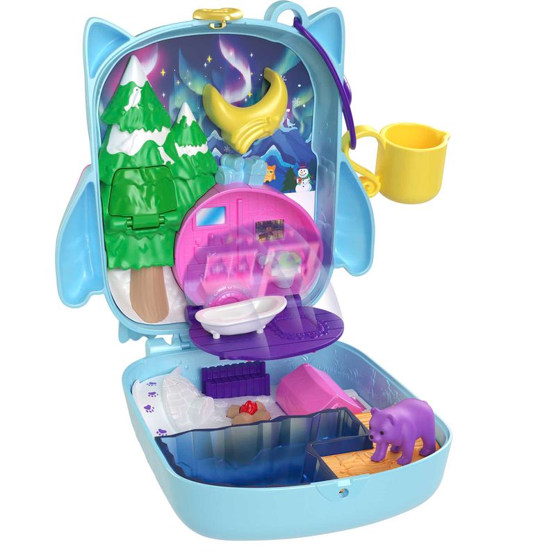 Playset-Polly-Pocket-com-Mini-Bonecas---Festa-do-Pijama-Coruja-da-Neve---Estojo---Mattel-1