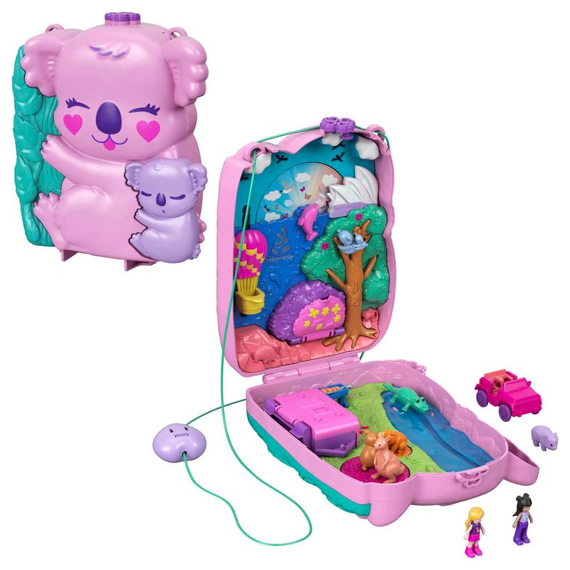 Playset-Polly-Pocket-com-Mini-Bonecas---Bolsa-Aventuras-do-Coala---Estojo---Mattel-1