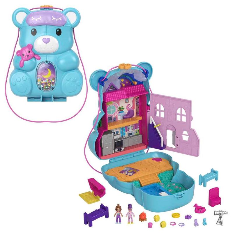 Playset-Polly-Pocket-com-Mini-Bonecas---Bolsa-do-Ursinho---Estojo---Mattel-1